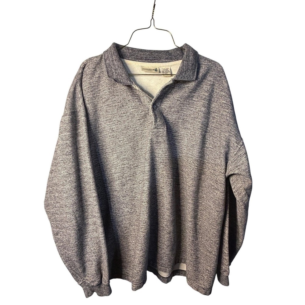 Vintage Fieldmaster Men Large Heathered Polo Shirt Long Sleeve Preppy Casualwear